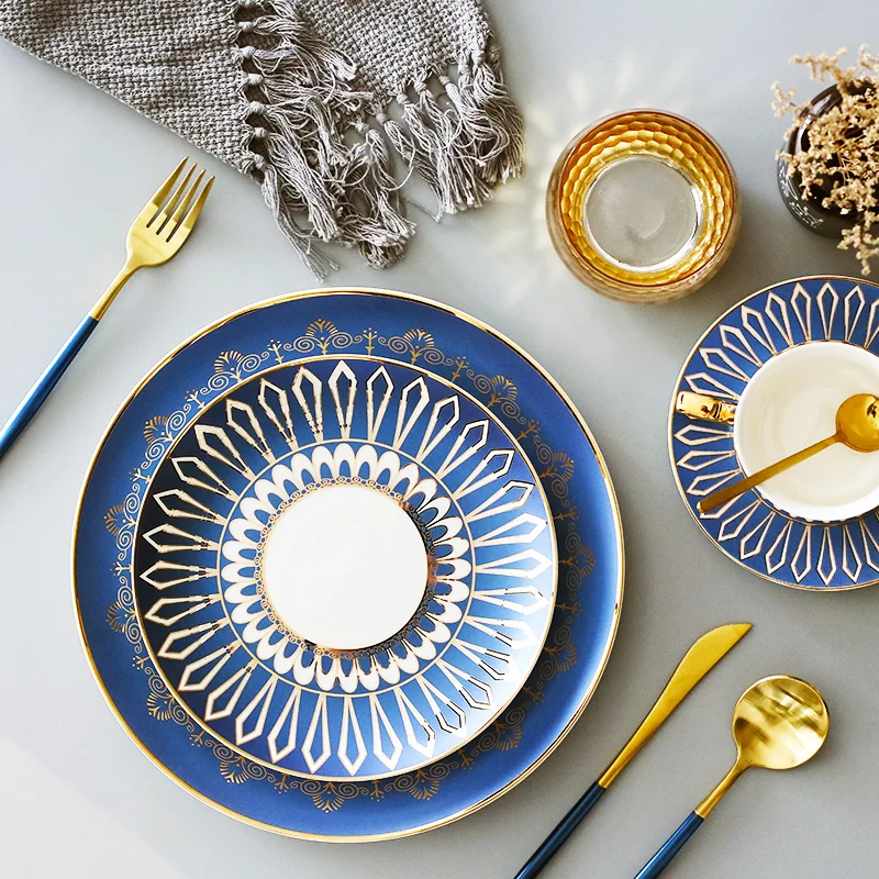 

Wedding Ceramic Plates Dinner Set Luxury Serving Complete Tableware Set Porcelain Dessert Talerze Obiadowe Kitchen Accessories