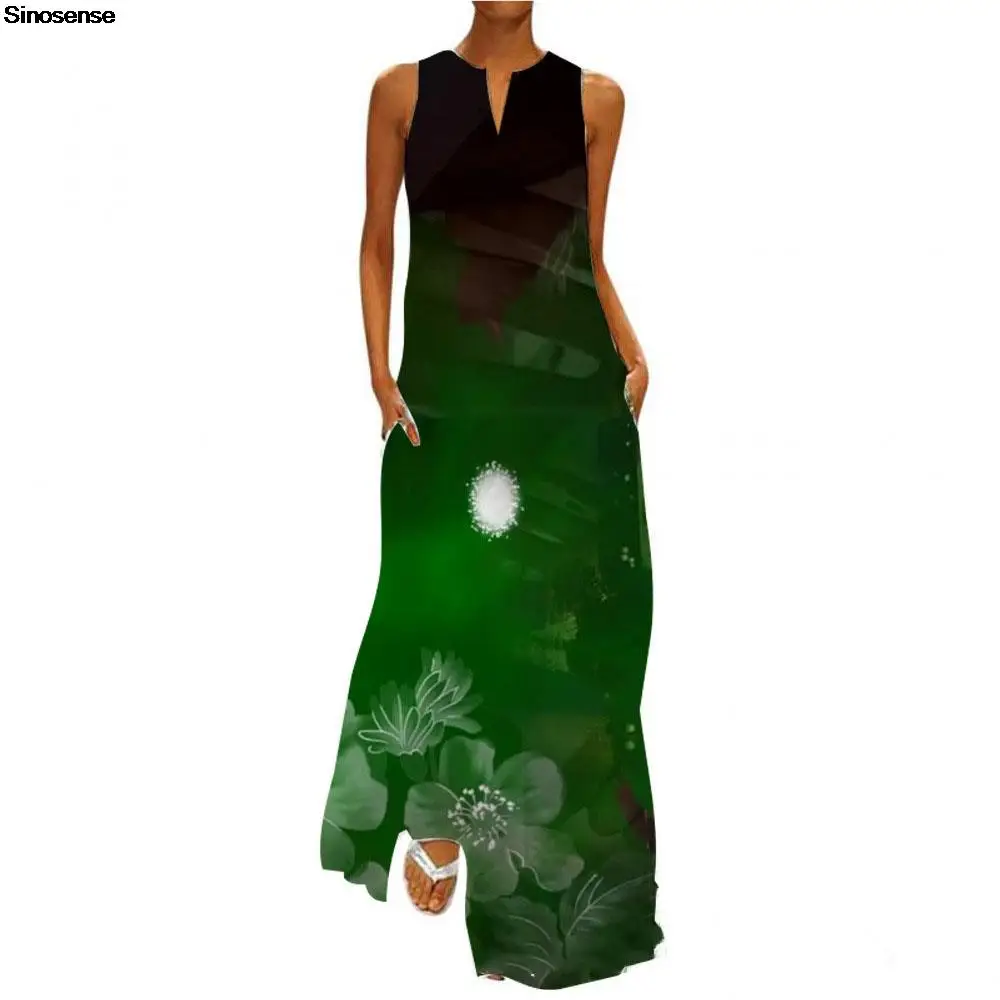 

Women Summer Boho Dress Vintage Floral Printed A Line Loose Casual Sundress Elegant Long Beach Party Maxi Dress Vestidos 5XL
