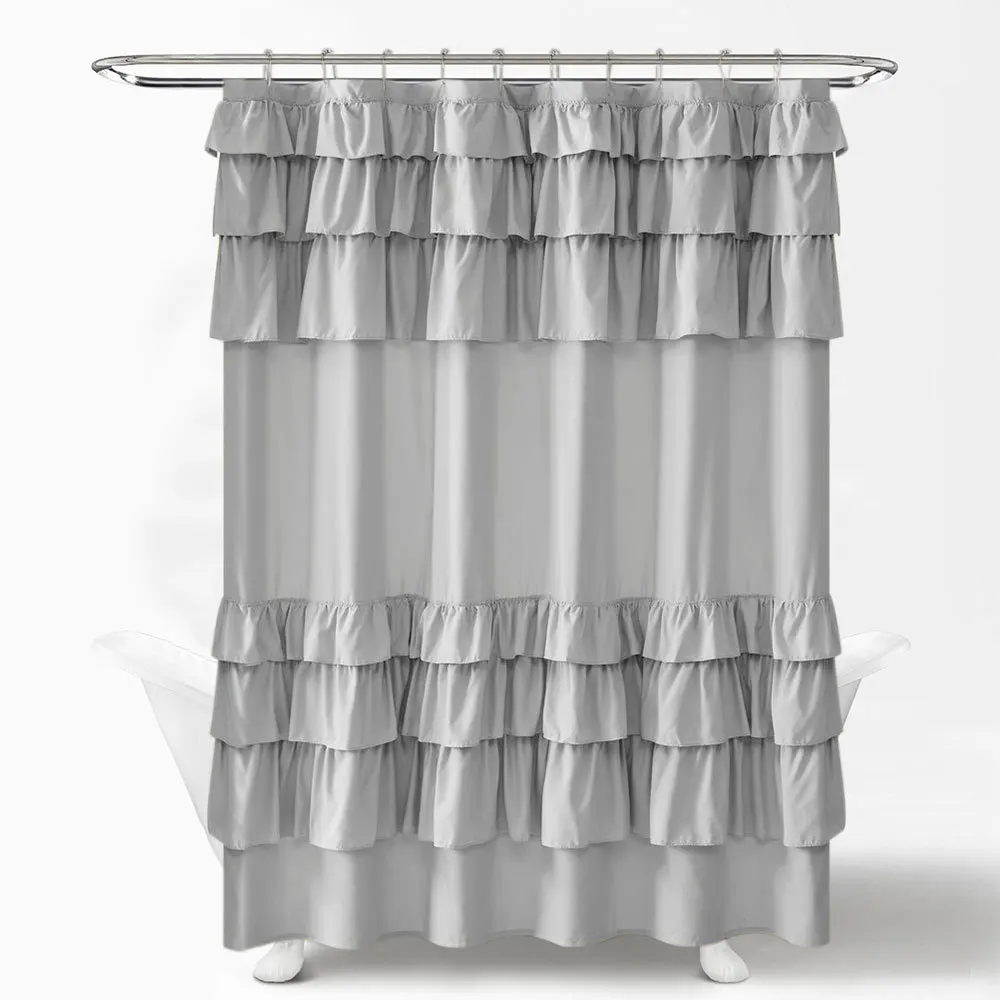 

Luxury Waterproof Fabric Shower Curtain Ruffle Pink White Gray Thick Bathroom Curtain for Bathtub with Hooks Princess Decoration