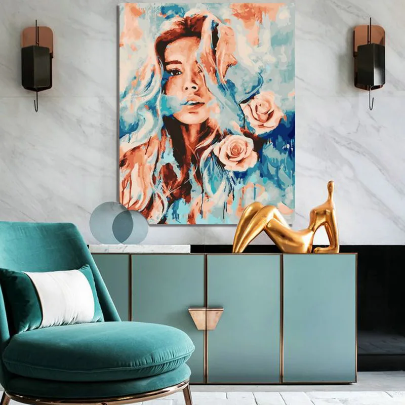 

Набор для рисования по номерам на холсте с изображением девушки