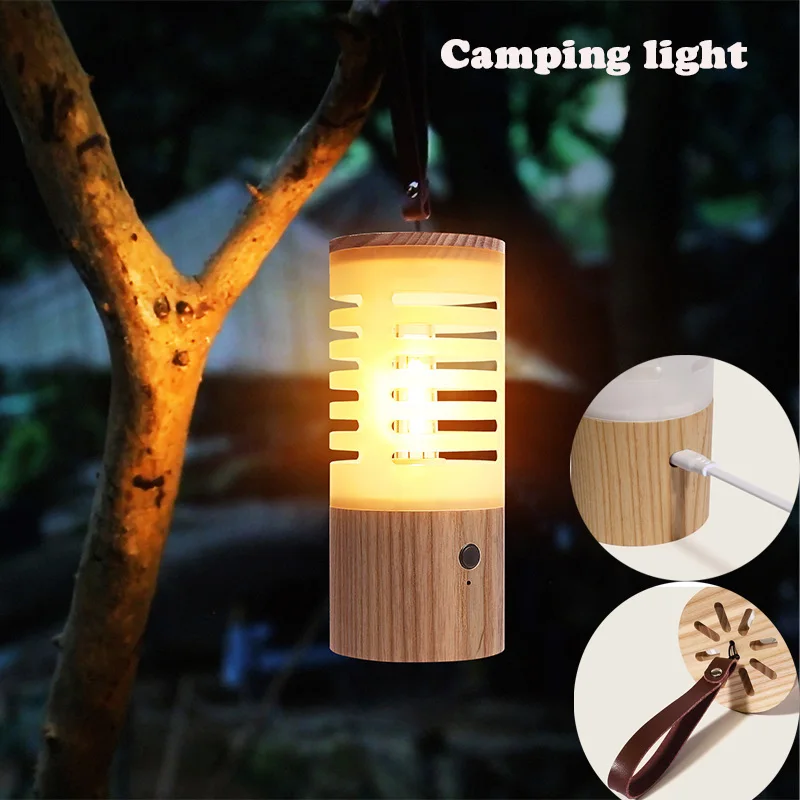 

Винтажные деревянные подвесные фонари для кемпинга, перезаряжаемая батарея, фонарь для экстренного освещения, светодиодная палатка для кемпинга, фонарь для работы в доме
