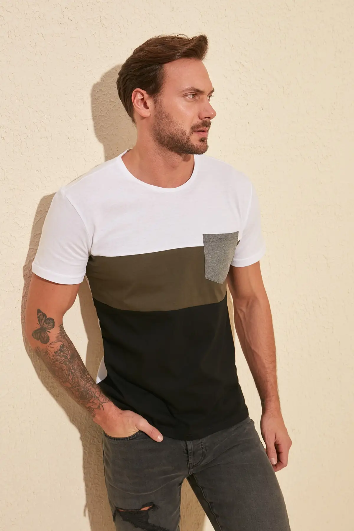 

Мужская футболка с воротником для велоспорта, черная Повседневная футболка контрастных цветов, Классический крой, Модный современный диза...