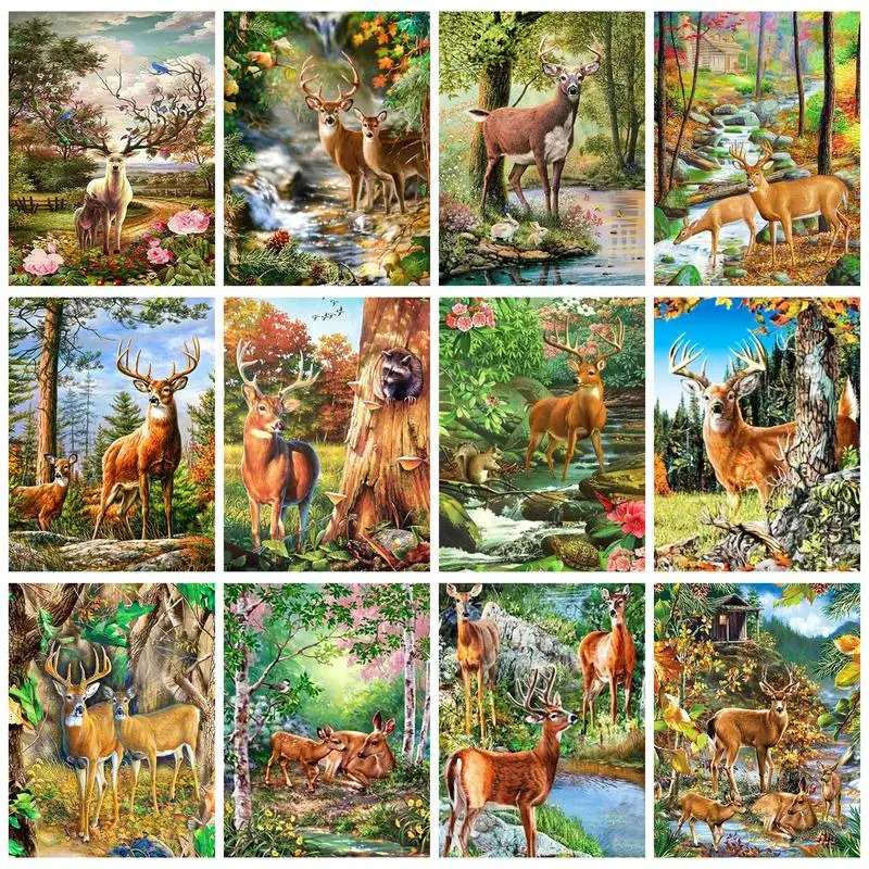 

GATYZTORY Crystal Diamond Painting With Frame Deers Elks Adults Crafts Diamond Embroidery Home Decors Diy Gift For Kids Wall Art