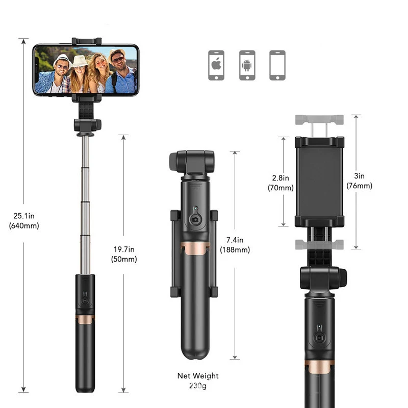 

Stabilizer Abs Rotating Durable Protable Wireless For Phone Selfie Stick Anti-shake Tripod Phone Holder Phone Tripod