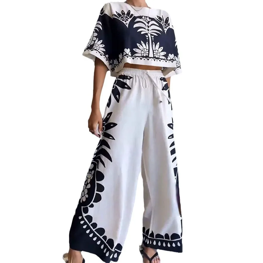 Женский Повседневный костюм из двух предметов Свободный укороченный топ с