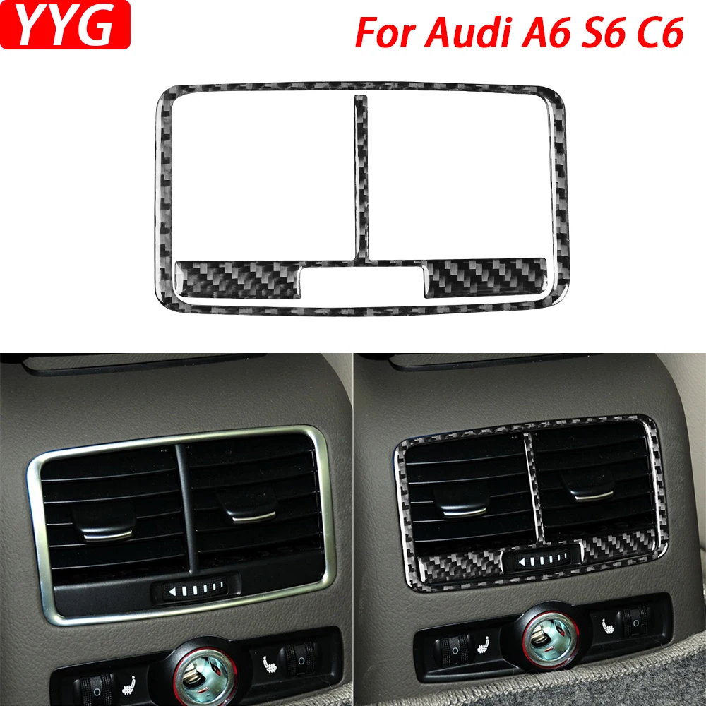

Для Audi A6 S6 C6 05-11 задняя панель кондиционирования воздуха из углеродного волокна, отделочные полосы, аксессуары для украшения интерьера автомобиля, наклейка