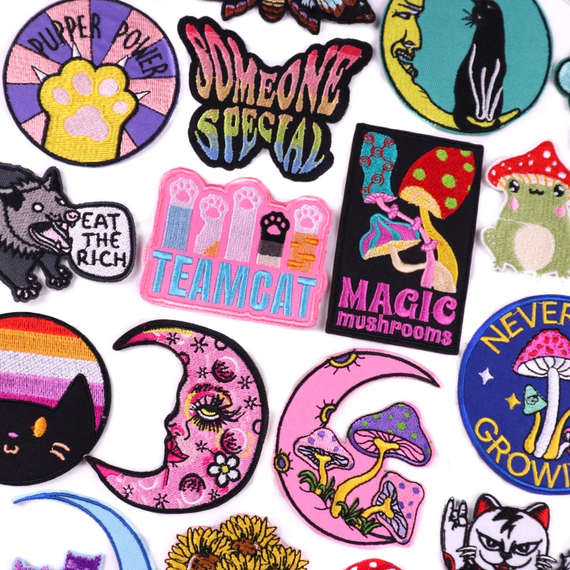 Джинсовая нашивка с вышивкой сделай сам рисунком/животного бабочка кошка