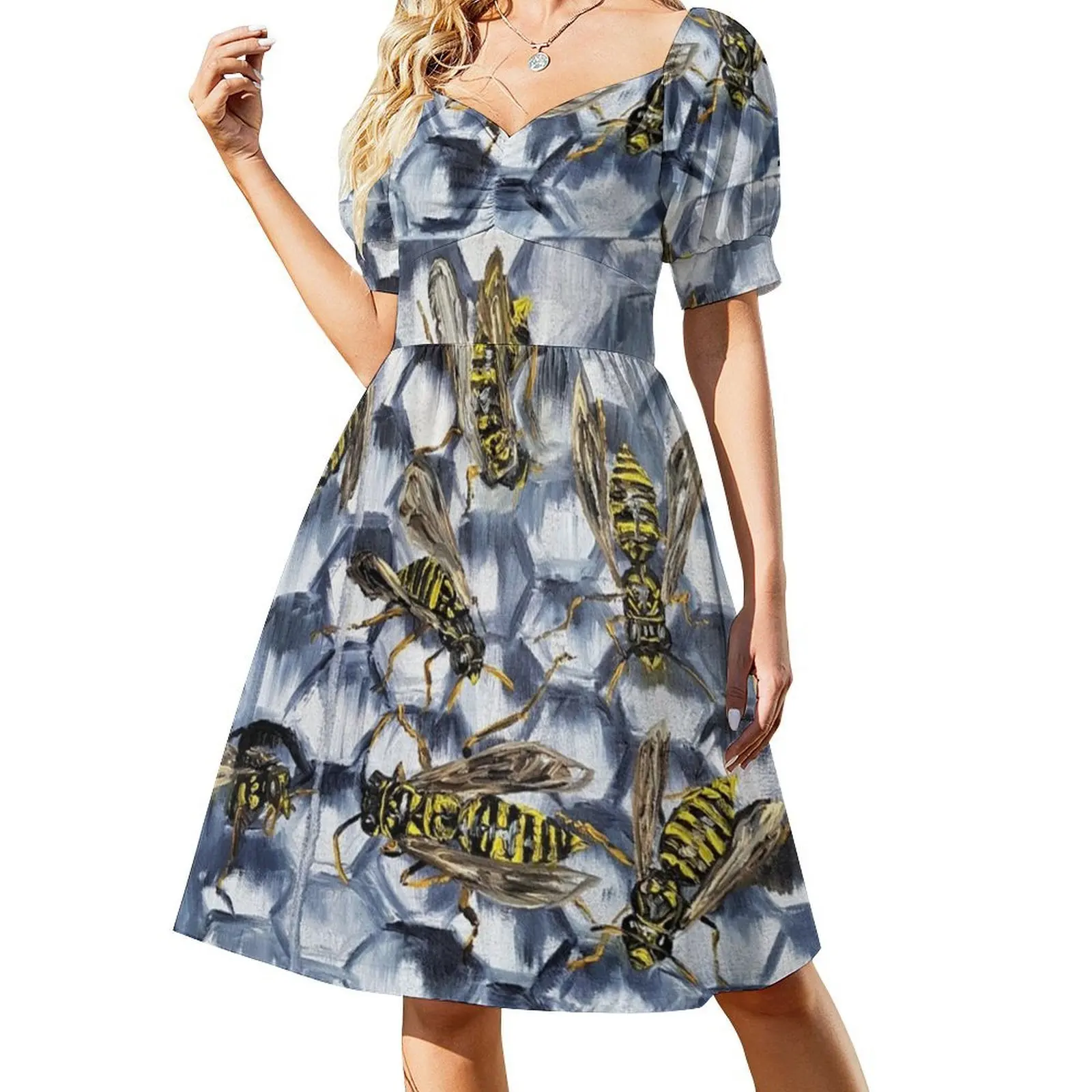 Фото Busy Hive Of Sexy Vacation Dress For Women Beach Party Birthday Mini Dress Hornet Hive Insects Busy Nest Insect Dress For Girls №2