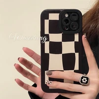 black and white plaid full cover soft case cover for iphone 13 12 pro max 11 xr x xs iphone 7 8 plus se 2020 lens protector case