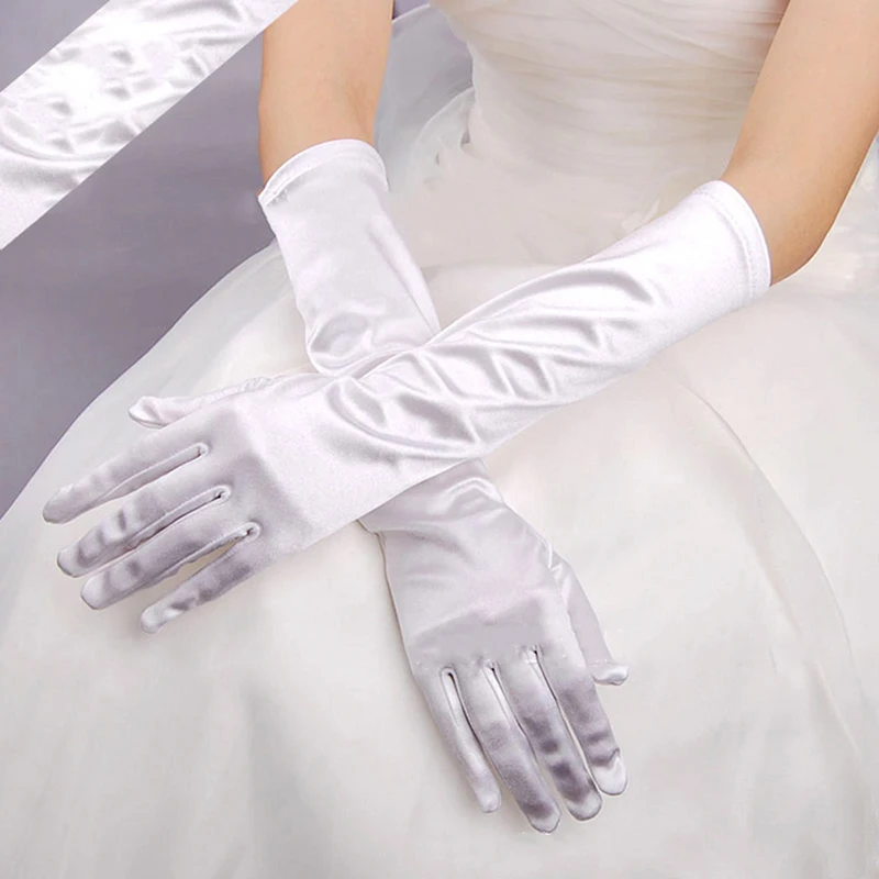 

Длинные атласные женские перчатки, летние солнцезащитные перчатки для вождения, для оперы, вечеринки, выпускного вечера