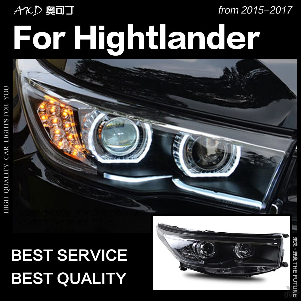 Автомобильные передние фары для Toyota Highlander 2015-2017 Орлиный глаз новые модели