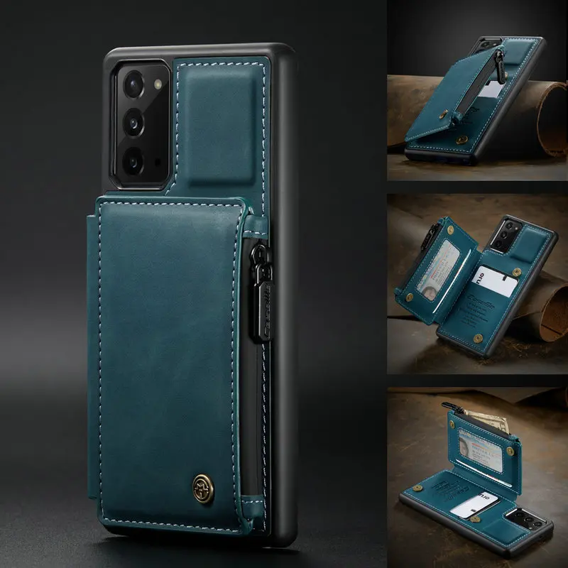 

Чехол-накладка CaseMe A53 для Samaung Note10 20 S22 S20, кожаный футляр на молнии с отделениями для карт, чехол для телефона Galaxy A52, A72, A13, A73