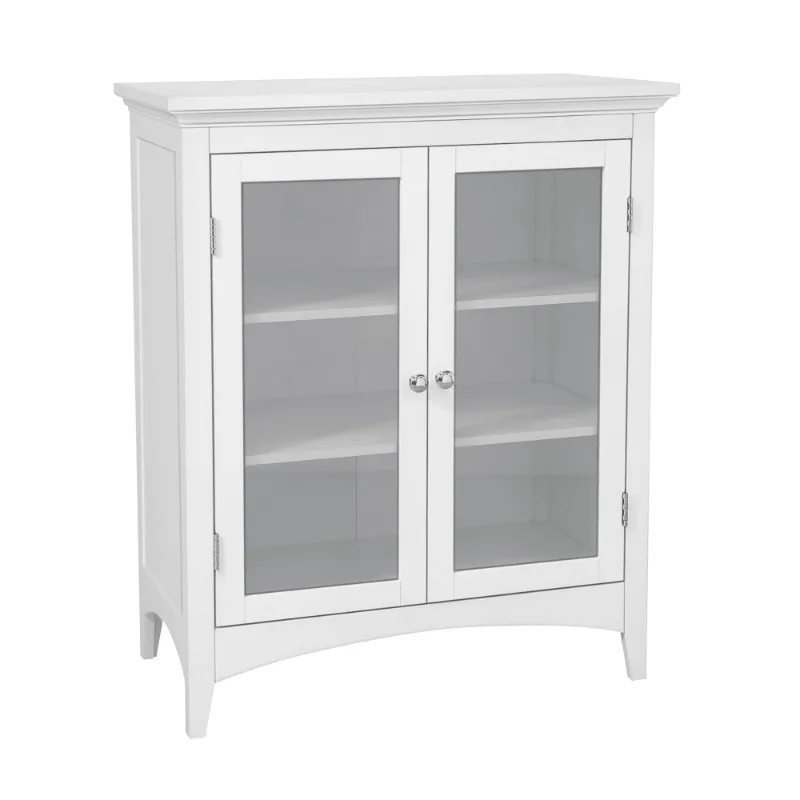 

Teamson Home Madison Wooden Floor Cabinet with 2 Glass Doors, White kitchen cabinet