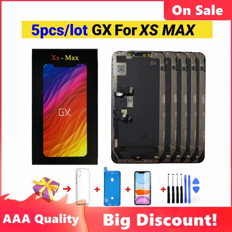 

5 шт. GX X OLED Pantalla для iPhone X XS MAX, ЖК-экран, сменный дисплей в сборе, дигитайзер, сенсорный экран, ремонт iPhoneX OLED