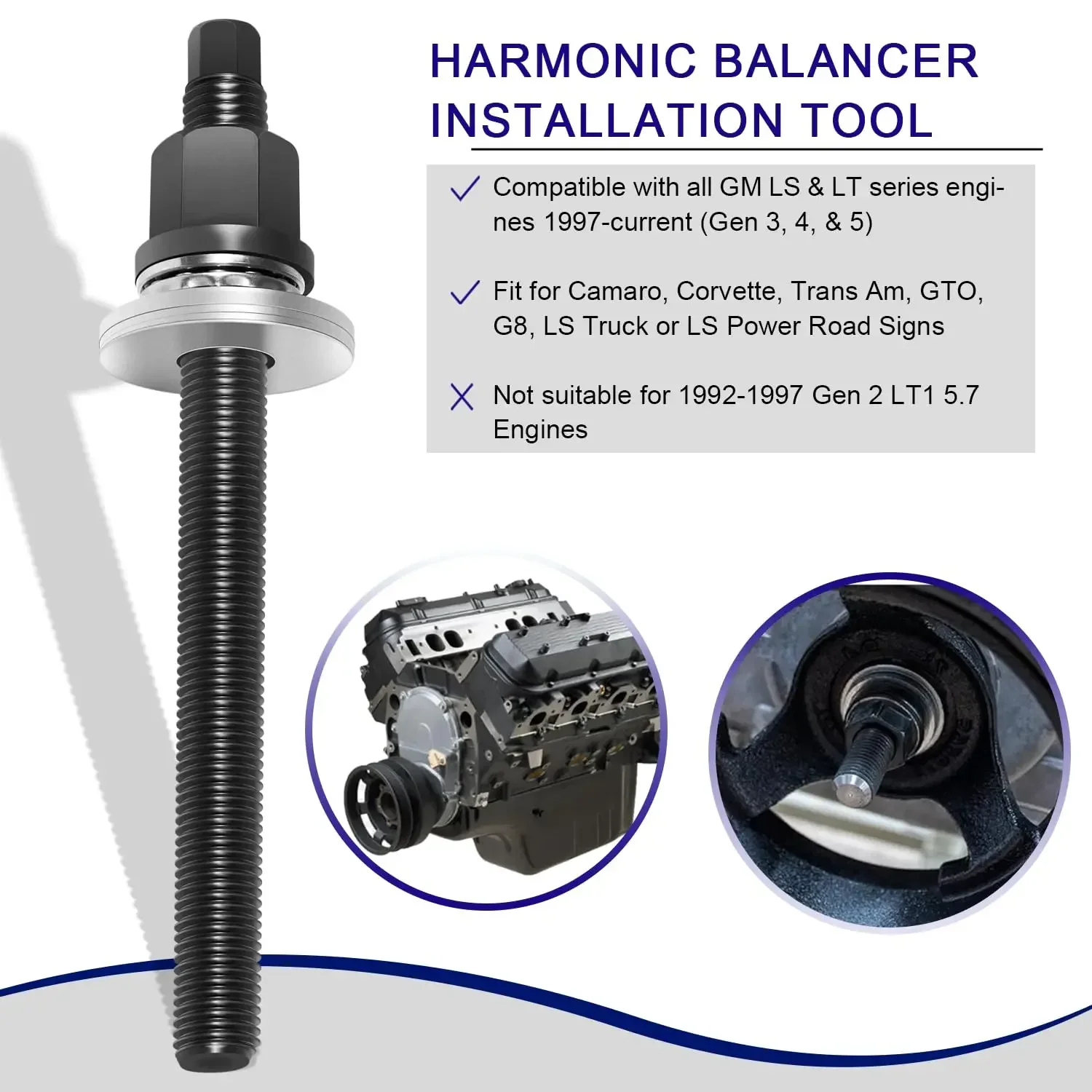 551141 Инструмент для установки Harmonic Balancer LS GM 1997-UP V8 LS1 LS2 LS3 LS4 LSX LSA LS6 LQ4 LQ9 кривошипного