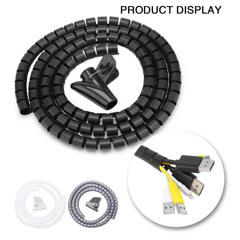 

16/10 mm Flexible Spiral Cable Wire Protector Cable Organizer Computer Cord Protective Tube Clip Organizer Management Tools