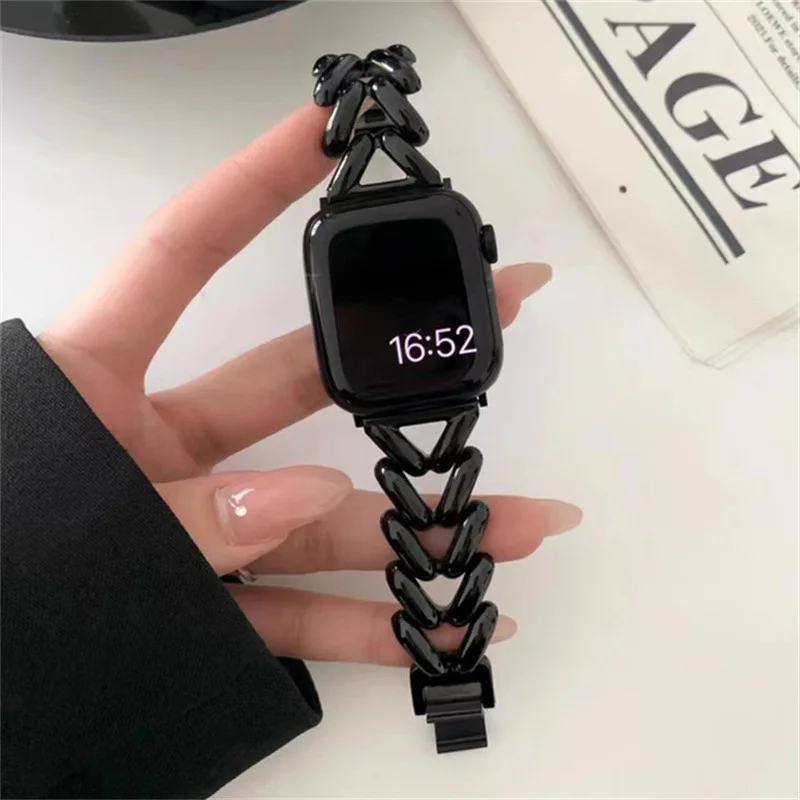 

Solid Stainless Steel Bracelet For Apple Watch Band 38 40 41mm 42 44 45mm For iWatch 8 7 6 SE 5 4 3 2 Women Strap Bracelet