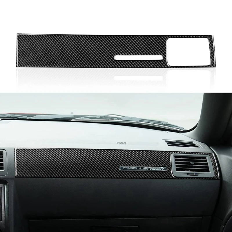 

Наклейки на приборную панель автомобильной центральной консоли из углеродного волокна, наклейки для Dodge Challenger 2008-2014, аксессуары для интерье...