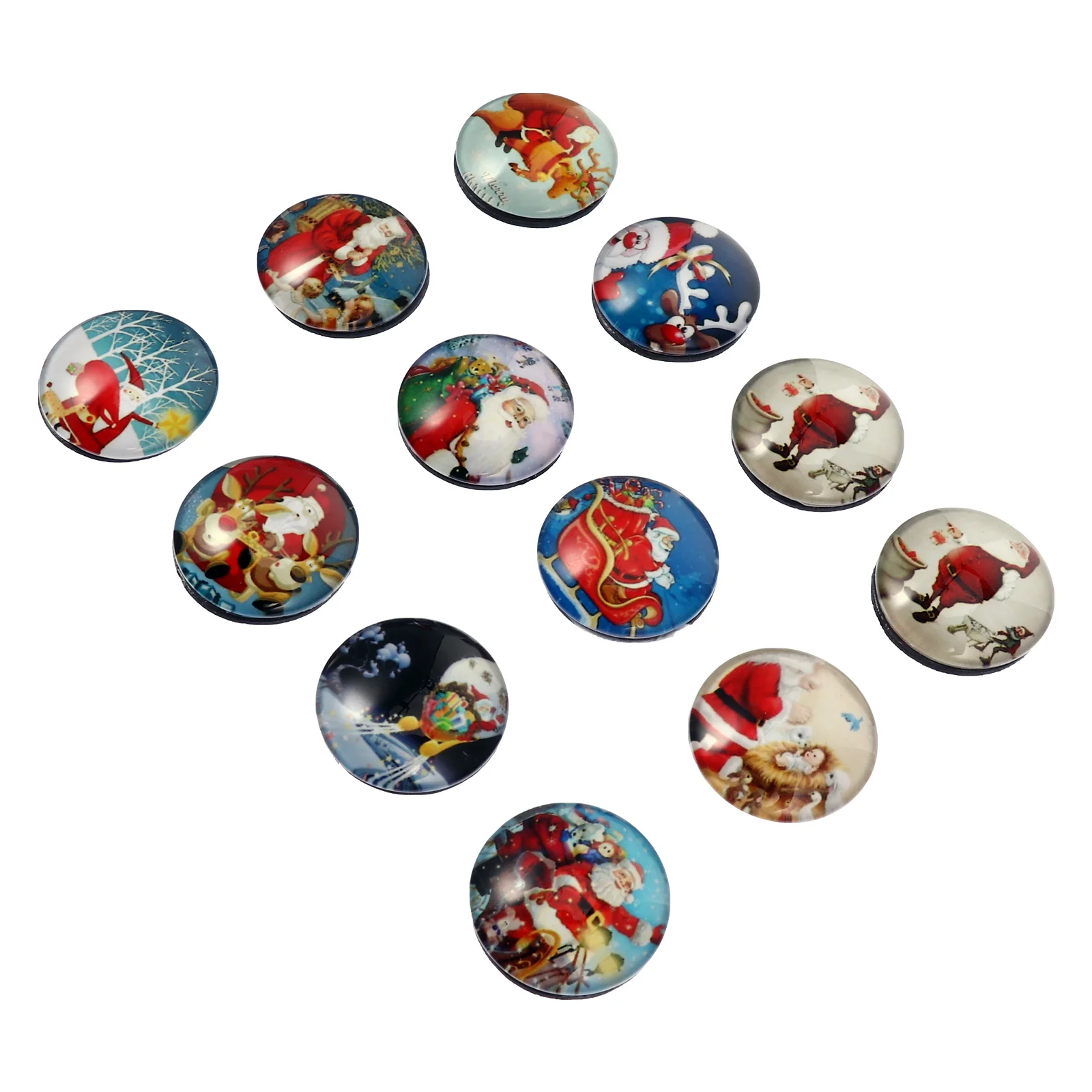 

12pcs Magnet Round Xmas Christmas Ornament Freezer Magnets Refrigerator Magnets for Decoration