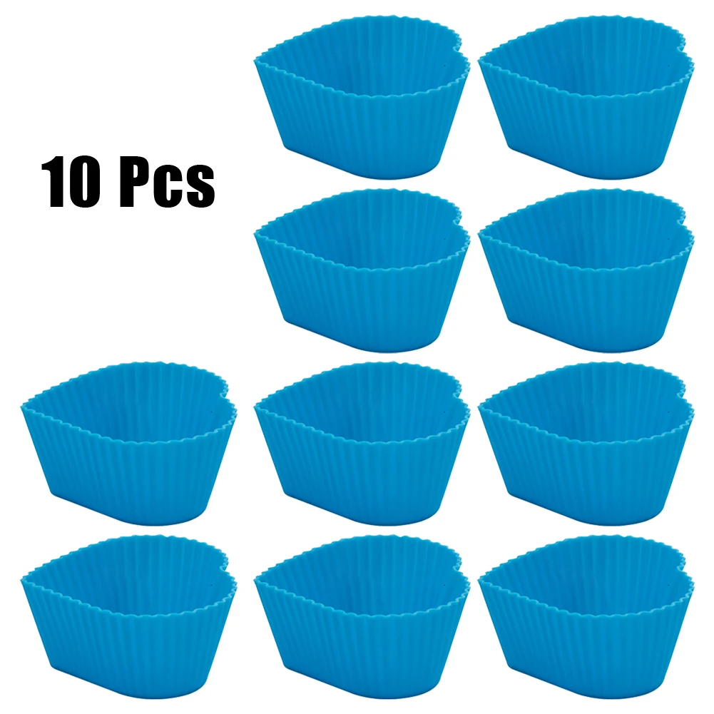 

10pcs Silicone Baking Cups Reusable Muffin Liners Cupcake Holders Baking Molds Home Kitchen Cooking Supplies Cake Decorating