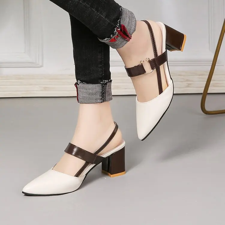

2022 Sandals Hollow Coarse Sandals High-heeled Shallow Mouth Pointed Pumps Female Sexy High Heels Large Fashion Woman Shoes