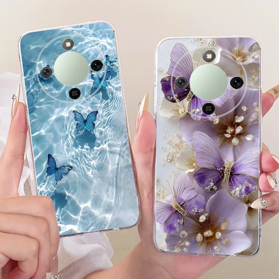 Фото Чехол для Honor X9d MTN-NX1, роскошный чехол с рисунком лотоса для Honor Magic 8 Lite, чехол для телефона Honor X70 X9d Magic8 Lite, мягкие чехлы №5