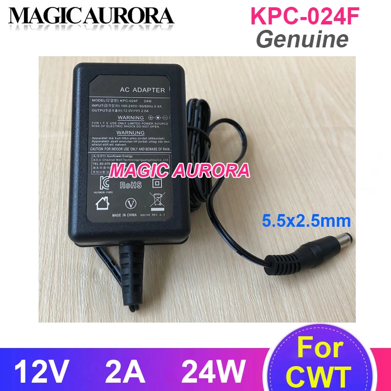 

EU Plug For CWT KBC-024F AC Adapter 12V 2A 24W Charger 7832he-e2 Video Recorder Power Supply 5.5x2.5mm