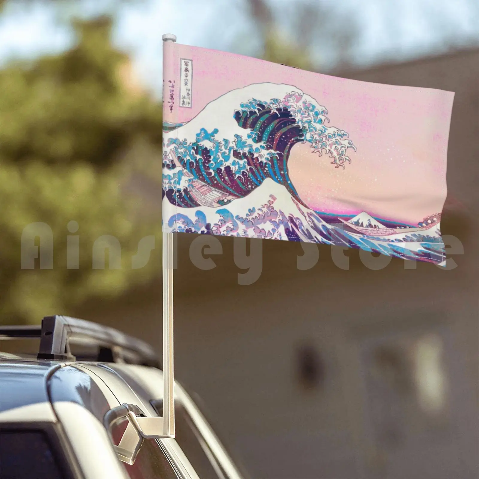 Большой ретро флаг волны Автомобильный забавная великая волна от Kanagawa океана