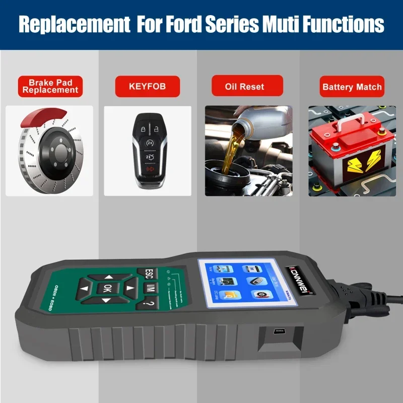 KONNWEI KW470 OBDII-считыватель кодов аккумулятор тестер и полная система замена