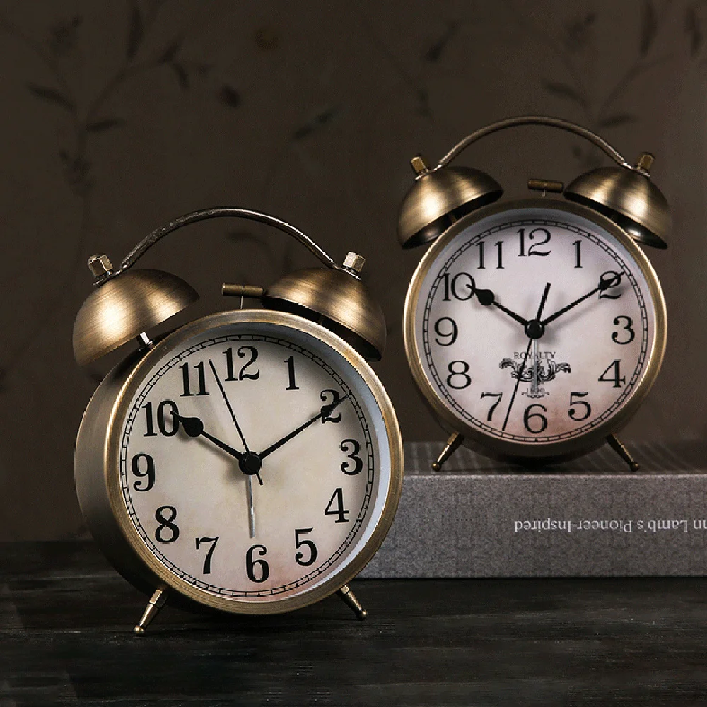 Retro Bedside Metal Alarm Clock Get Up Loud Bell Bedroom Dor