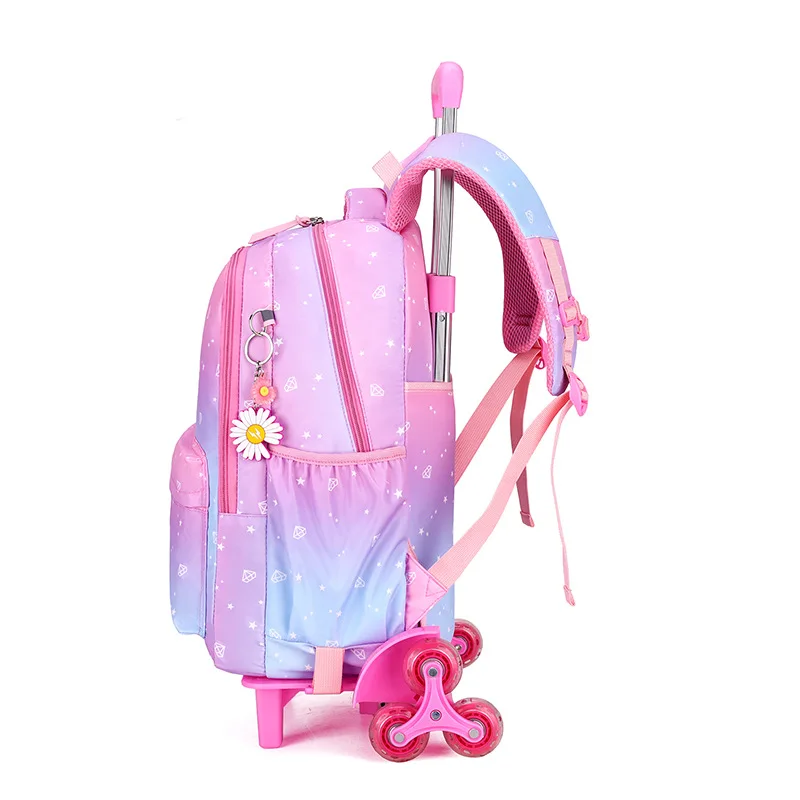 Removable wheels Kids school bags for girls Trolley Schoolbag Luggage Book Bag Backpack princess Children School Bags 2/6 Wheels