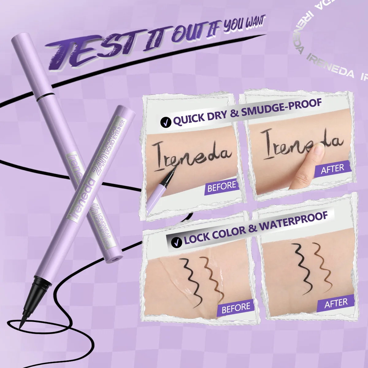

IRENEDA Liquid Eyeliner Pen Waterproof Long-Lasting Eyeliner Smooth and Easy to Use Makeup