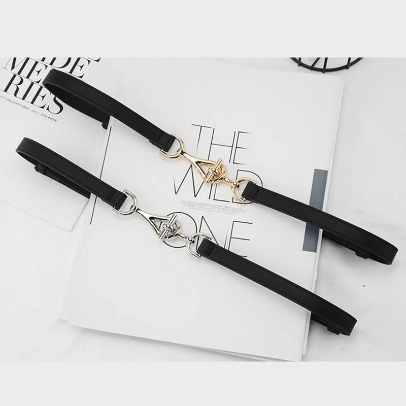 

Leather Thin Belt For Women Metal Hang Buckle Waist Strap Luxury Brand Designer Female Dress Trouser Decoration Waistband