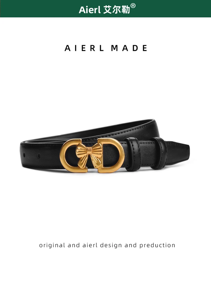Fashion 2022 New Luxury Gold Buckle Black Genuine Leather Belt for Women Pants Jeans Shorts Dresses Belt  Cinturon