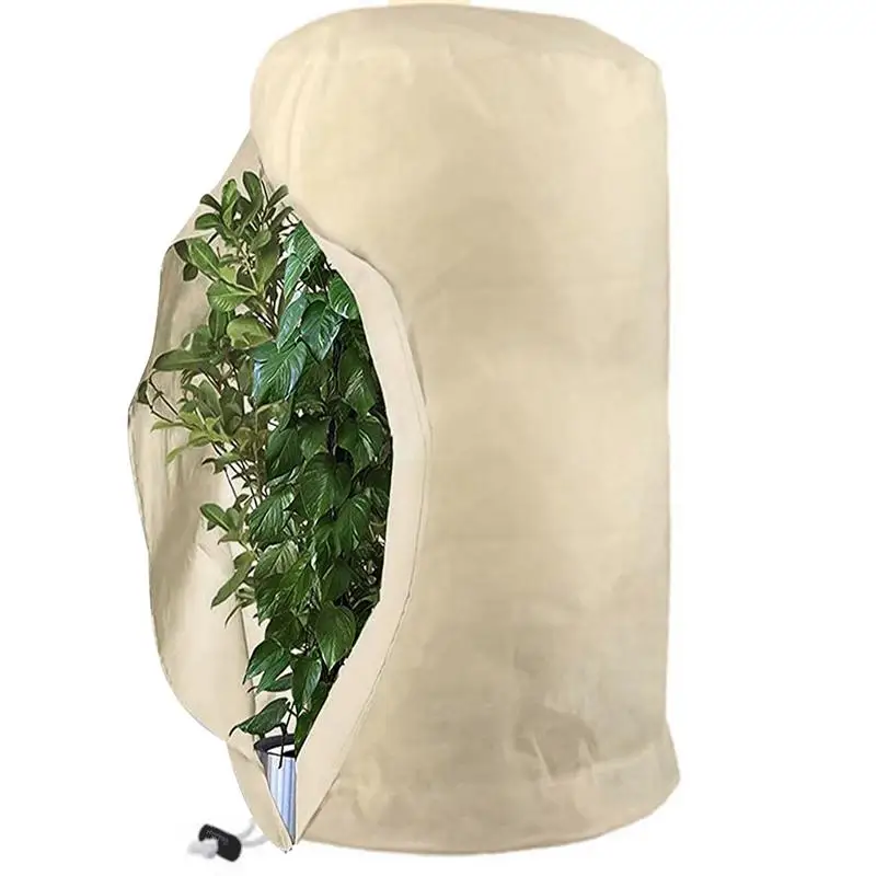 

Plant Cove Frost Protection Weatherproof Drawstring Plant Cover With Zipper Practical Shrub Jacket Cover Protecting Fruit Tree