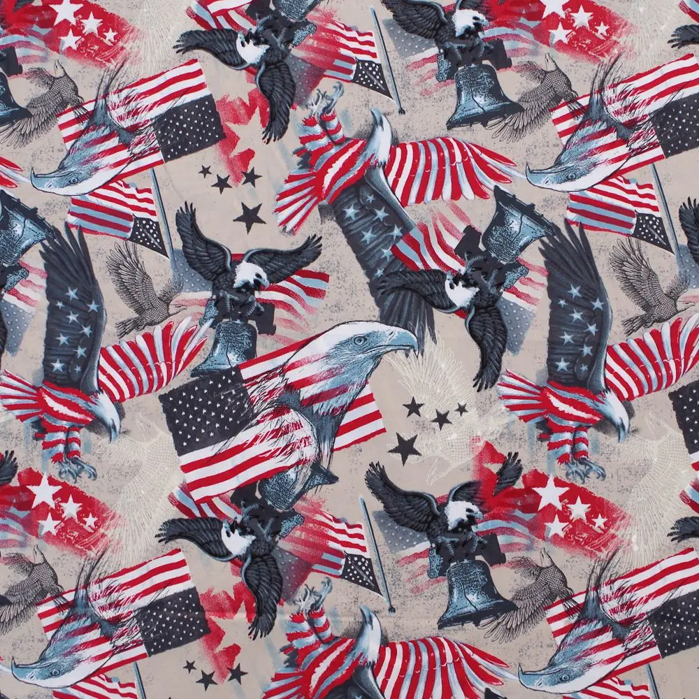 

1 Yard Cotton Fabric For Cloth, Bag, Bedding, Animal - eagle and star, Width=108cm