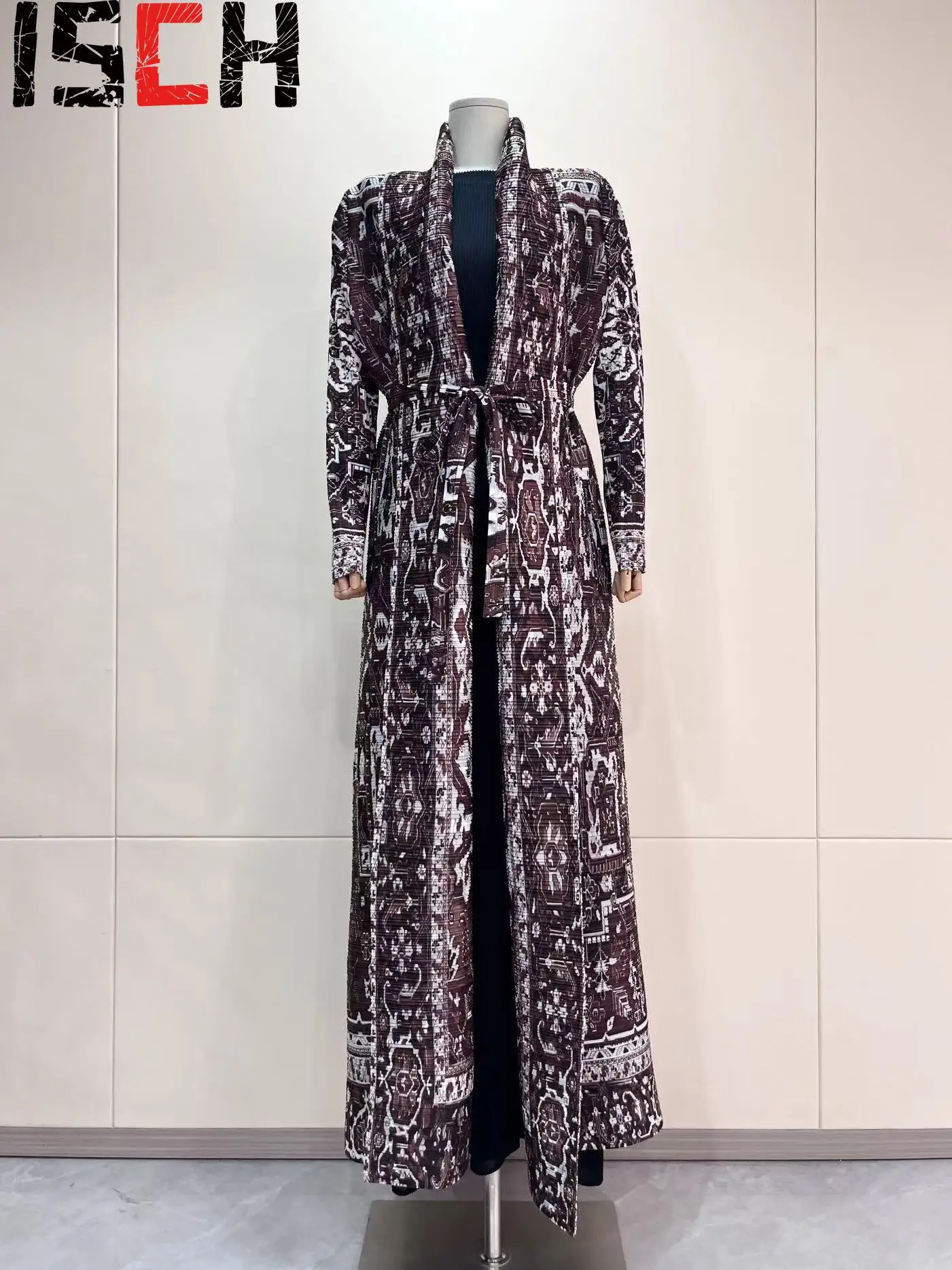 Женское плиссированное платье длинный Тренч с принтом ветровка Новинка лета 2024
