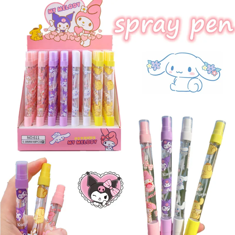 

Ins Sanrios Creative Spray Pen Girl Cute Cartoon Dual Use Neutral Water Pens Kuromi Melody Stationery Portable Perfume Alcohol