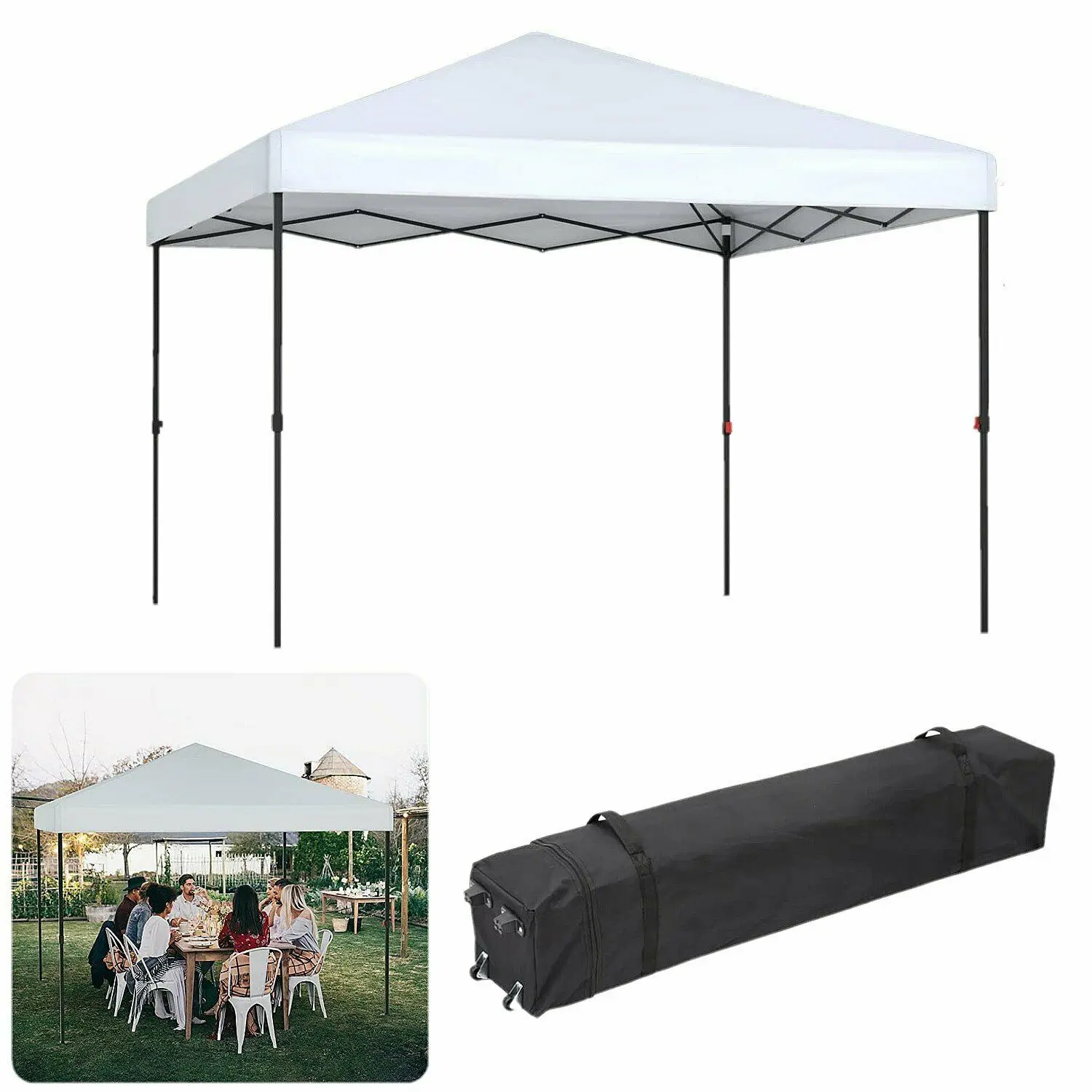 

10'x10' EZ Pop-Up Canopy Outdoor Wedding Party Tent Folding Patio Tent White Gazebo