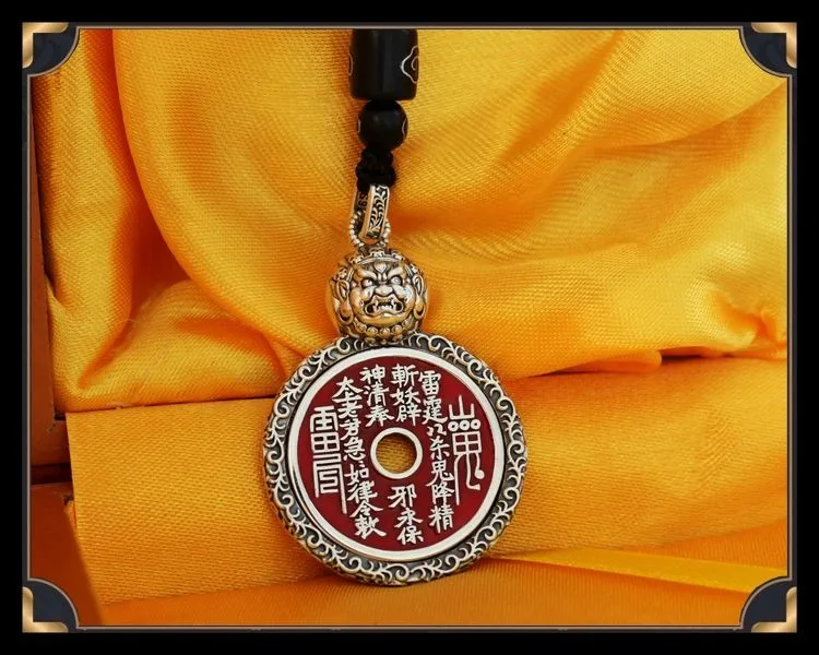 Фото Серебряный кулон-подвеска Shan Gui Flower Coin Bagua, китайский стиль №4
