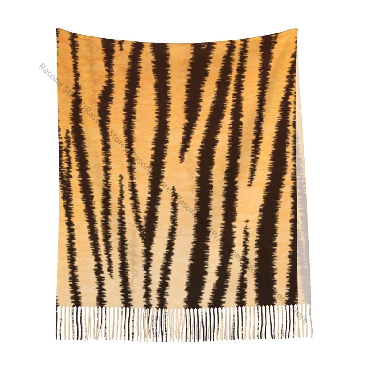 Большой шарф с кисточками 196*68 см из пашмины зимний женский кожи тигра