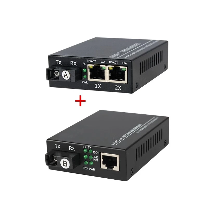 1 пара трансивер 100/1000 Мбит/с 2 канала RJ45 + канал оптоволоконный оптический