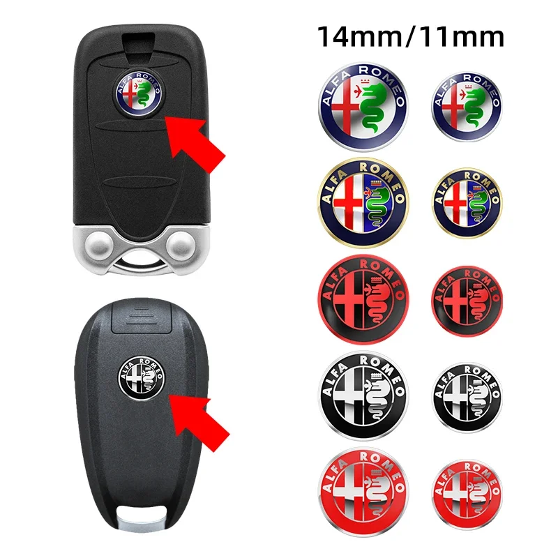 Фото Для Alfa Romeo Giulia Stelvio MiTo Giulietta Tonale ALFA 4C 11 мм 14 мм логотип автомобиля, эмблема дистанционного ключа, наклейка, декоративные аксессуары №2