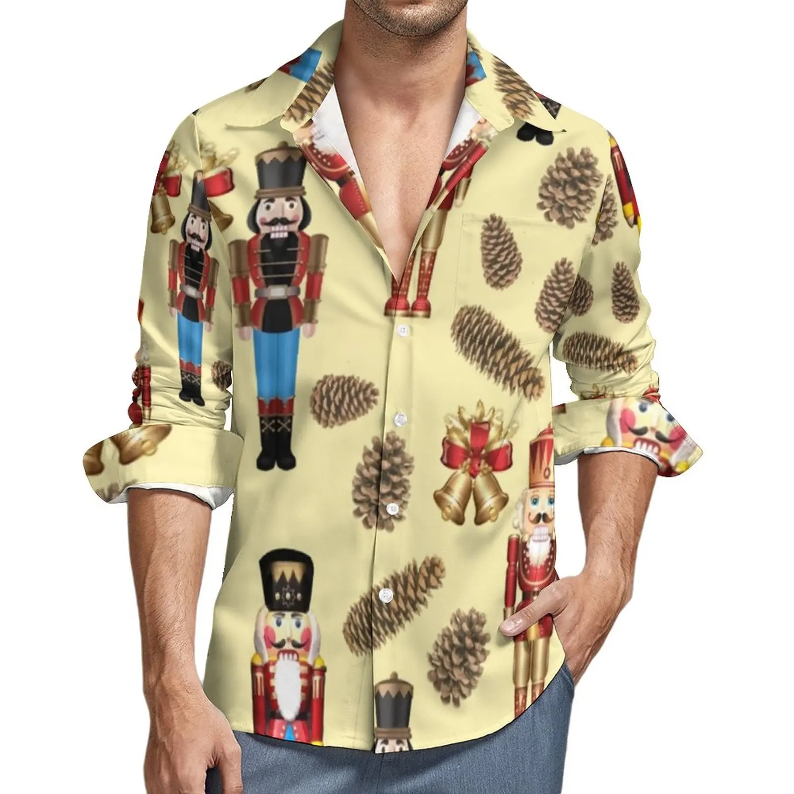 

Рубашка мужская повседневная с длинным рукавом, 3XL, 4XL