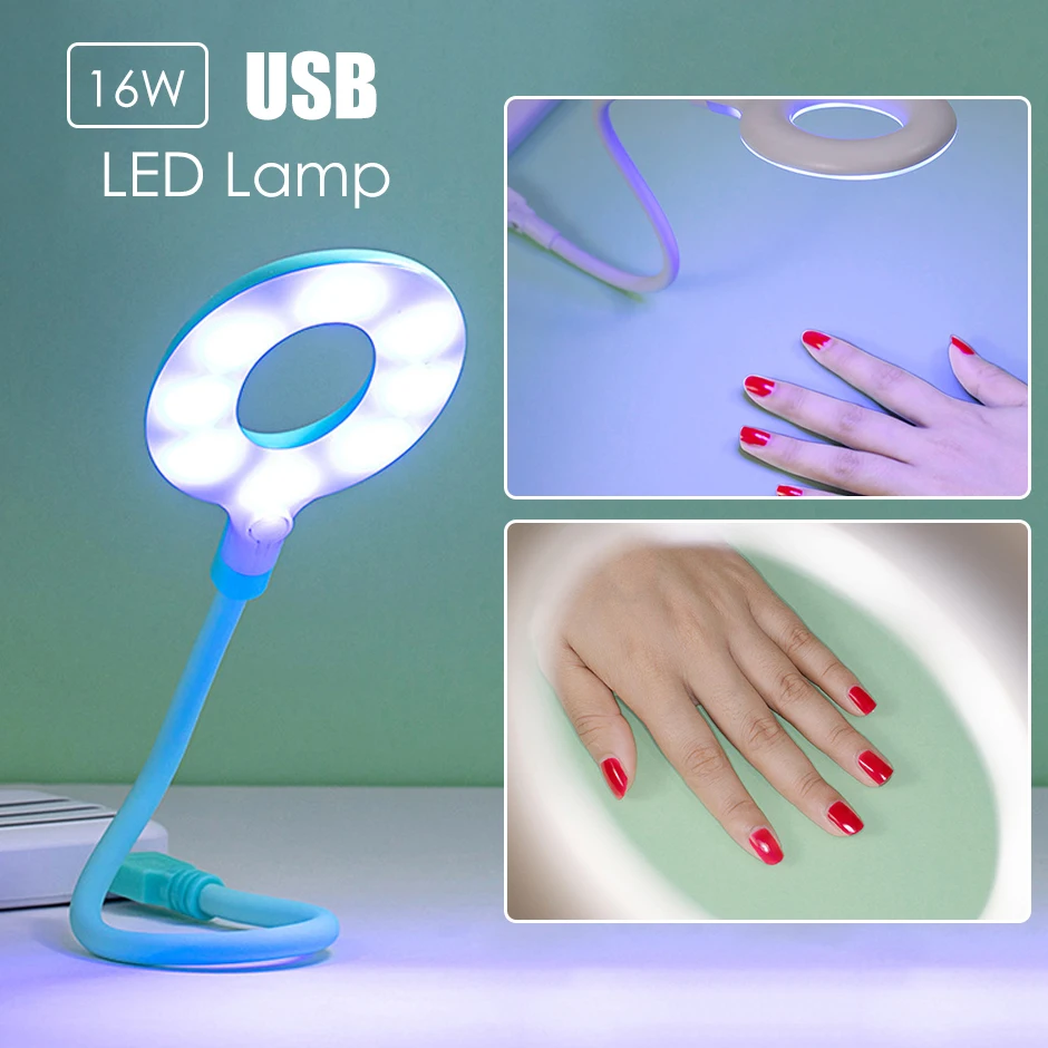 

16W Round UV LED Nails Dryer Lamp Machine Mini Donut Focus Phototherapy Light Curing Gel Polish Tools Manicure USB Cable SA2048