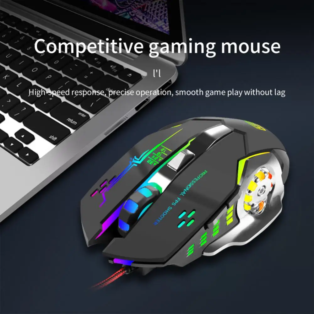 

3600dpi Ergonomic Mice Professional Wired Gaming Mouse Led Light Night Glow With Rgb Backlight Optical Computer Mouse Pc Gamer