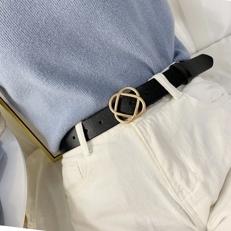 

Small Flower Thin Belt Female Ins All-match Jeans Narrow Belt Cowgirl Trouser Decorative Waistband Women's Genuine Leather Belt