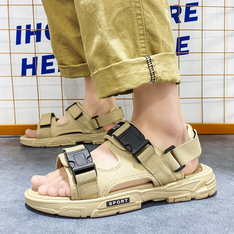 

New Summer Casual Shoes Men Sandals Gladiator Sandals Open Toe Platform Outdoor Beach Sandal Rome Footwear Black Flat Footwear