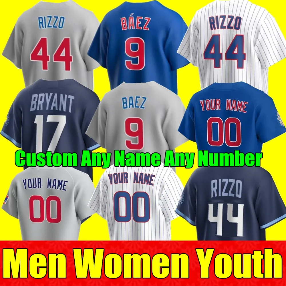 

Custom Men Women Kids Baseball Jersey 9 Javier Baez 44 Anthony Rizzo Chicagos Willson Contreras 17 Kris Bryant Ryne Sandberg