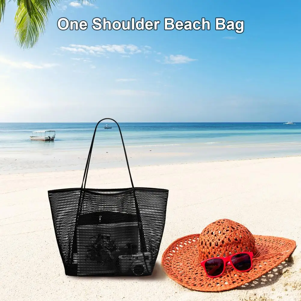 

Excellent Beach Sling Bag Lightweight Wear-Resistant Large Mouth Outdoor Shoulder Bag Foldable Tote Bag Daily Use Bag